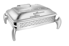 Square Stainless Steel Hydraulic Chafer with Glass Lid & Diamond Legs – Luxury Buffet Chafer