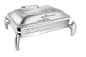 Square Stainless Steel Hydraulic Chafer with Glass Lid & Diamond Legs – Luxury Buffet Chafer