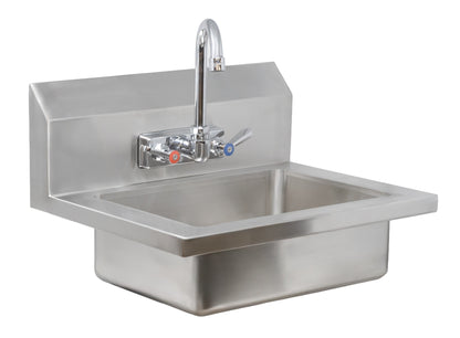 Commercial Stainless Steel Hand Sink – Standard Models with Gooseneck Faucet & Drain Basket