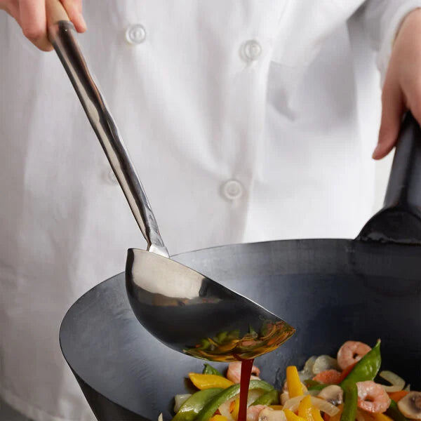 Stainless Steel Cooking deep ladle with wooden Handle - Available in different sizes