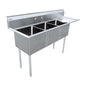 Commercial Stainless Steel Three Tub Sink – 18” x 18” x 11” Bowls | Center Drain