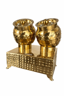 2 In 1 Golgappa Dish Gold – Elegant Pani Puri Serving Plate for Catering