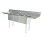 Commercial Stainless Steel Three Tub Sink – 18” x 18” x 11” Bowls | Center Drain