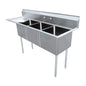 Commercial Stainless Steel Three Tub Sink – 18” x 18” x 11” Bowls | Center Drain