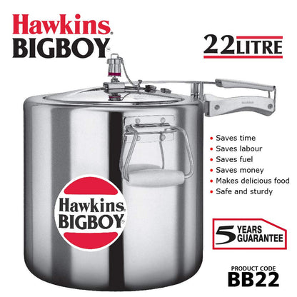 Hawkins Bigboy Aluminum Pressure Cooker (14L / 18L / 22L) – Heavy Duty Commercial Cooker