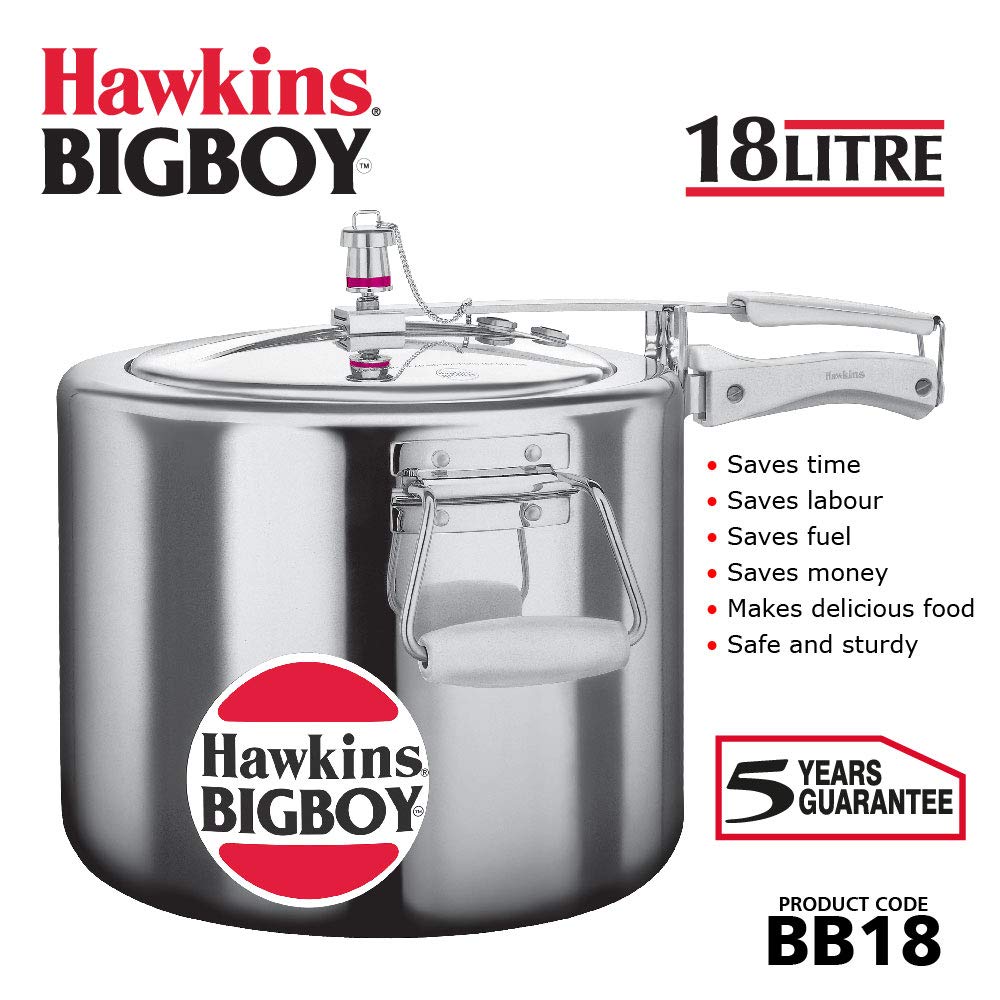 Hawkins Bigboy Aluminum Pressure Cooker (14L / 18L / 22L) – Heavy Duty Commercial Cooker