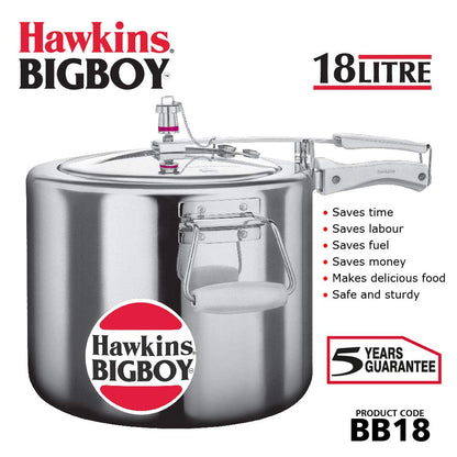 Hawkins Bigboy Aluminum Pressure Cooker (14L / 18L / 22L) – Heavy Duty Commercial Cooker