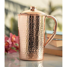 Copper Steel Embossed Water Jug – Premium Hammered Design Serving Pitcher for Home & Restaurant