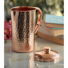 Copper Steel Embossed Water Jug – Premium Hammered Design Serving Pitcher for Home & Restaurant