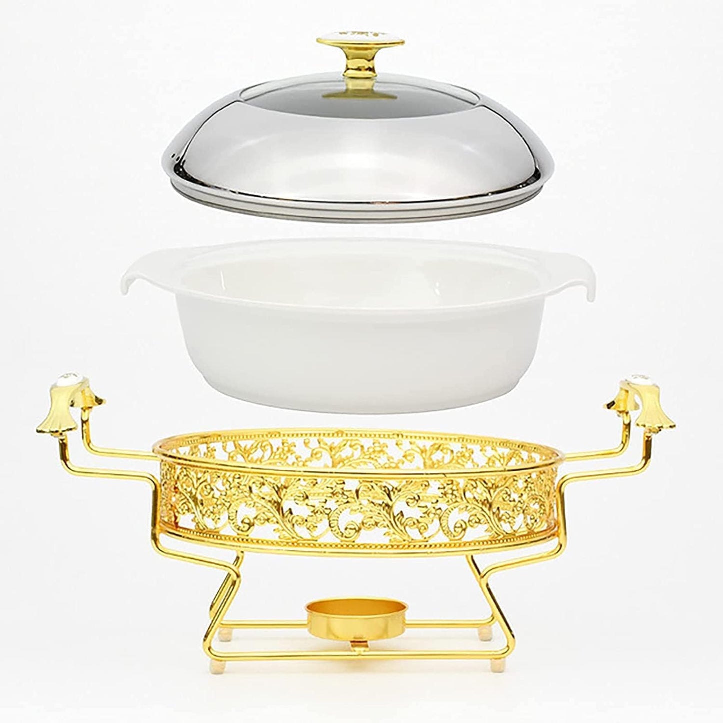14″ Double Ring Stand Gold – Buffet Display Stand for Catering & Events