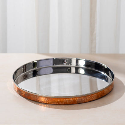 Copper/Stainless Steel Hammered Thali — 15" (#10086)