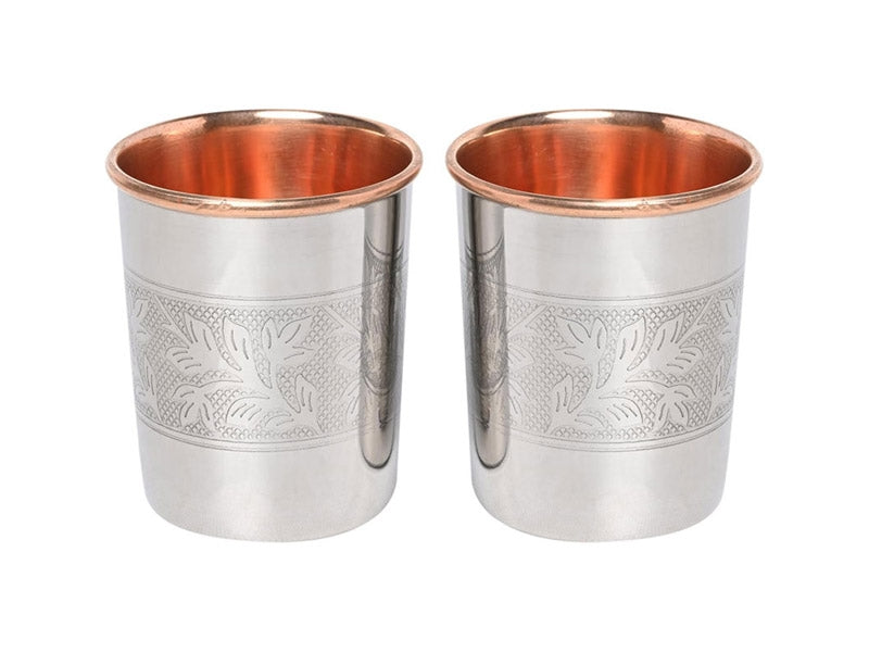 Copper Steel Emboss Glass (Set of 6) – Premium Drinking Glasses for Home & Restaurant Use