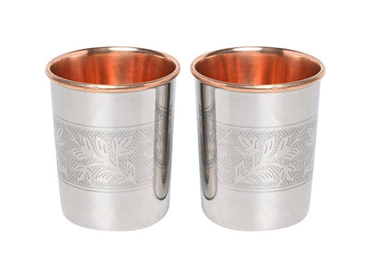 Copper Steel Emboss Glass (Set of 6) – Premium Drinking Glasses for Home & Restaurant Use
