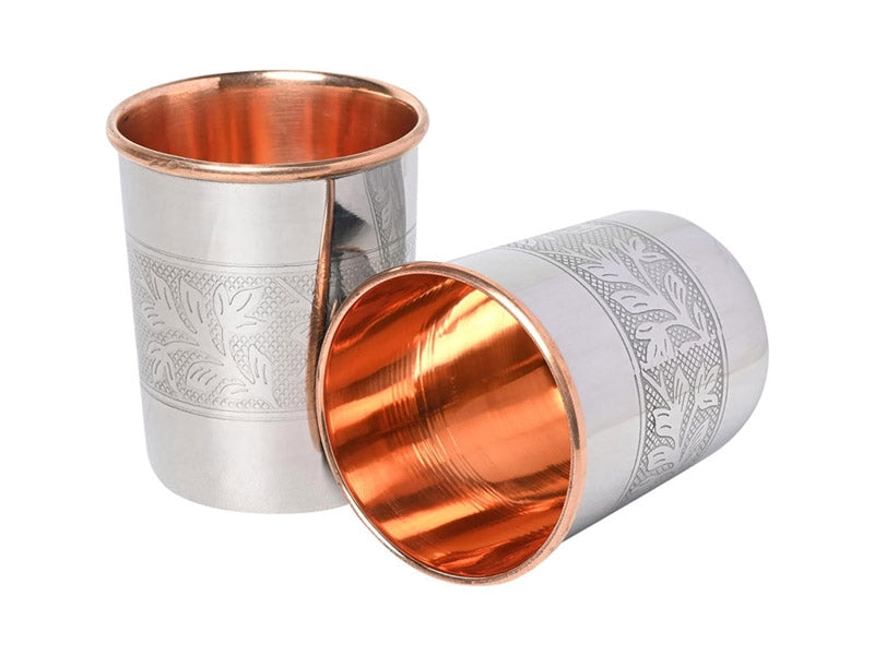 Copper Steel Emboss Glass (Set of 6) – Premium Drinking Glasses for Home & Restaurant Use
