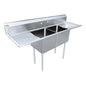 Commercial Stainless Steel Two Tub Sink – 18” x 18” Bowls | Center Drain