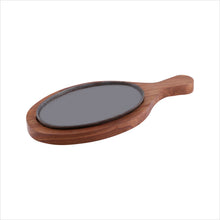 Racket Sizzler with Side Handle – 9" Cast Iron Sizzler Plate with Wooden Base for Restaurant Serving