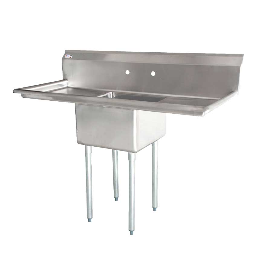 Commercial Stainless Steel One Tub Sink with Dual Drainboards – 3.5” Center Drain