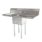 Commercial Stainless Steel One Tub Sink with Dual Drainboards – 3.5” Center Drain