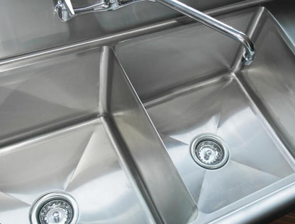 Commercial Stainless Steel Three Tub Sink – 18” x 21” x 14” Bowls | Center Drain