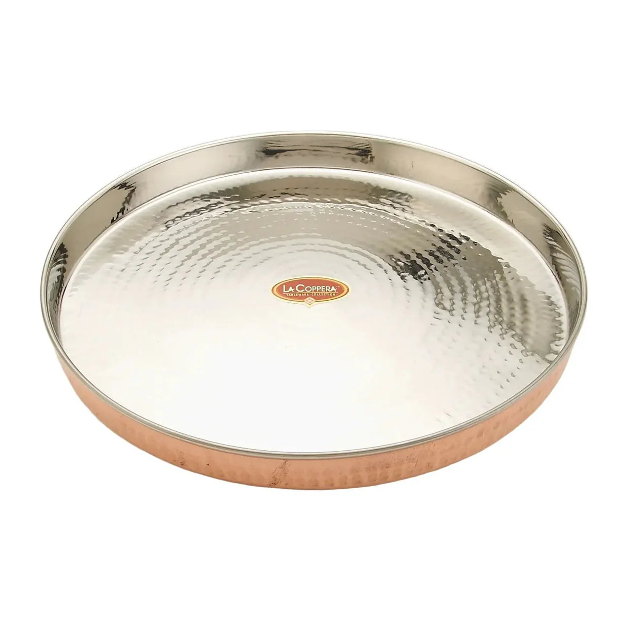 Copper/Stainless Steel Hammered Thali — 15" (#10086)