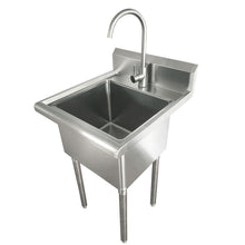 Commercial Stainless Steel Laundry Sink with Faucet & Drain Basket – 24” Utility Sink (16-Gauge 304 Steel)
