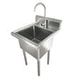 Commercial Stainless Steel Laundry Sink with Faucet & Drain Basket – 24” Utility Sink (16-Gauge 304 Steel)