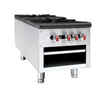 HS-1D Double Burner Commercial Gas Countertop Hotplate – 2 Burner High BTU Stainless Steel Range (NG/LPG Compatible)
