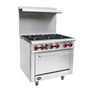 HFSO-36 36″ Commercial Gas Range with Oven – 6 Burner Heavy Duty Stainless Steel Range (NG/LPG Compatible)