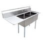 Commercial Stainless Steel Two Tub Sink – 24” x 24” x 14” Bowls | Center Drain